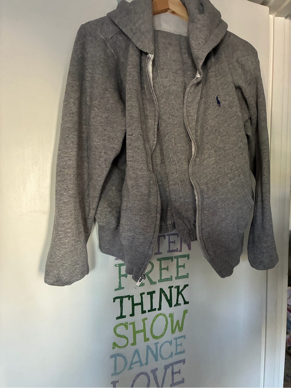 Ralph Lauren Light Gray Hooded Zip Sweatshirt and corresponding Pants